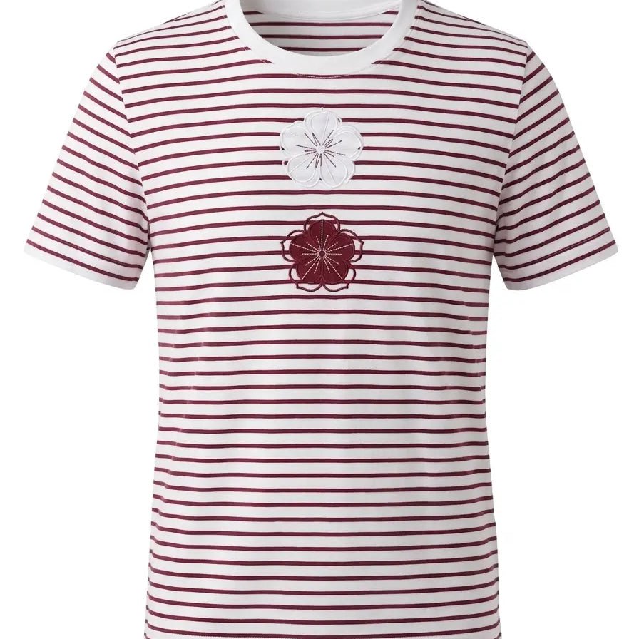 T-Shirt a righe con fiori DORABELLA