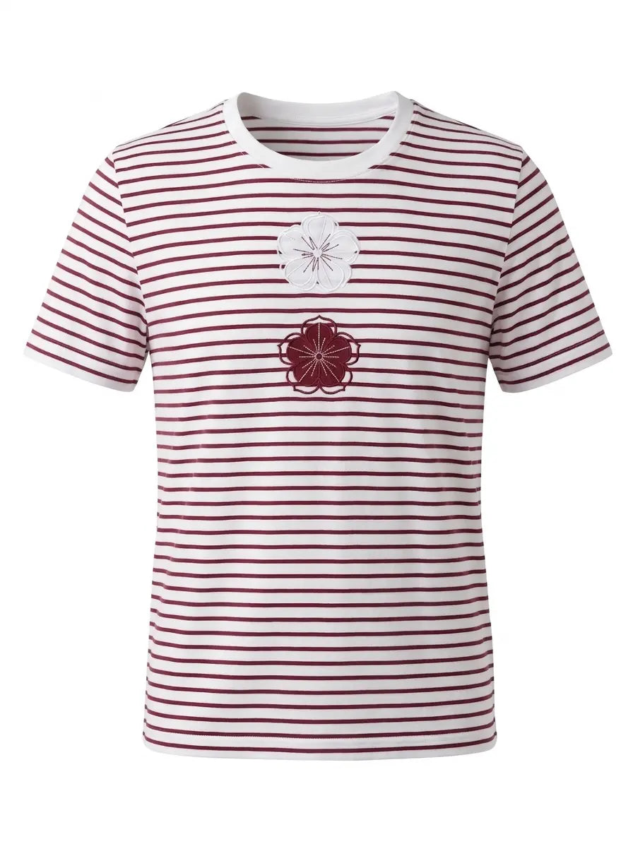T-Shirt a righe con fiori DORABELLA