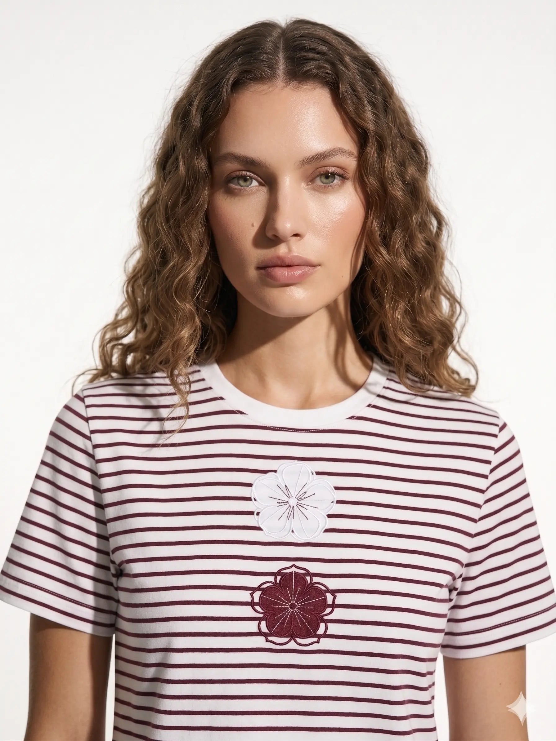 T-Shirt a righe con fiori DORABELLA