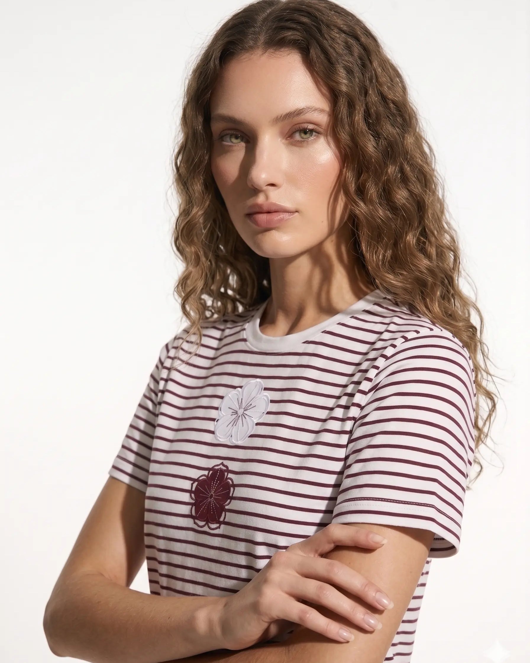 T-Shirt a righe con fiori DORABELLA