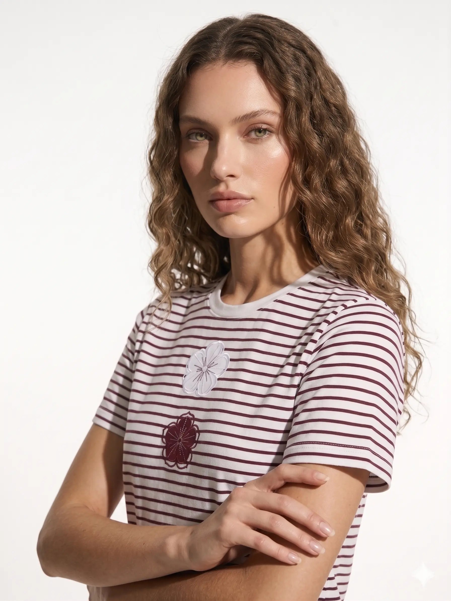 T-Shirt a righe con fiori DORABELLA