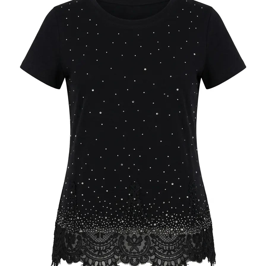 T-shirt Pizzo e Pioggia di Strass DORABELLA