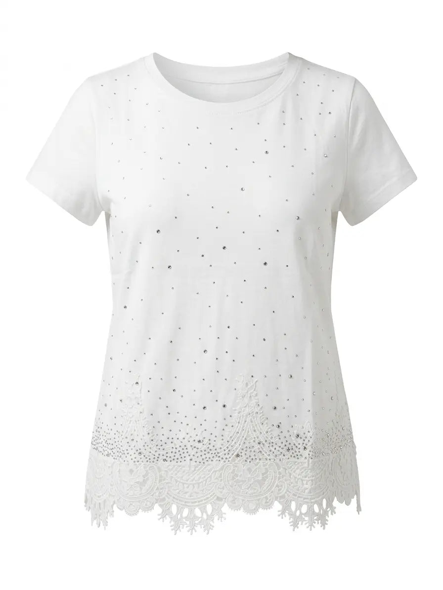 T-shirt Pizzo e Pioggia di Strass DORABELLA