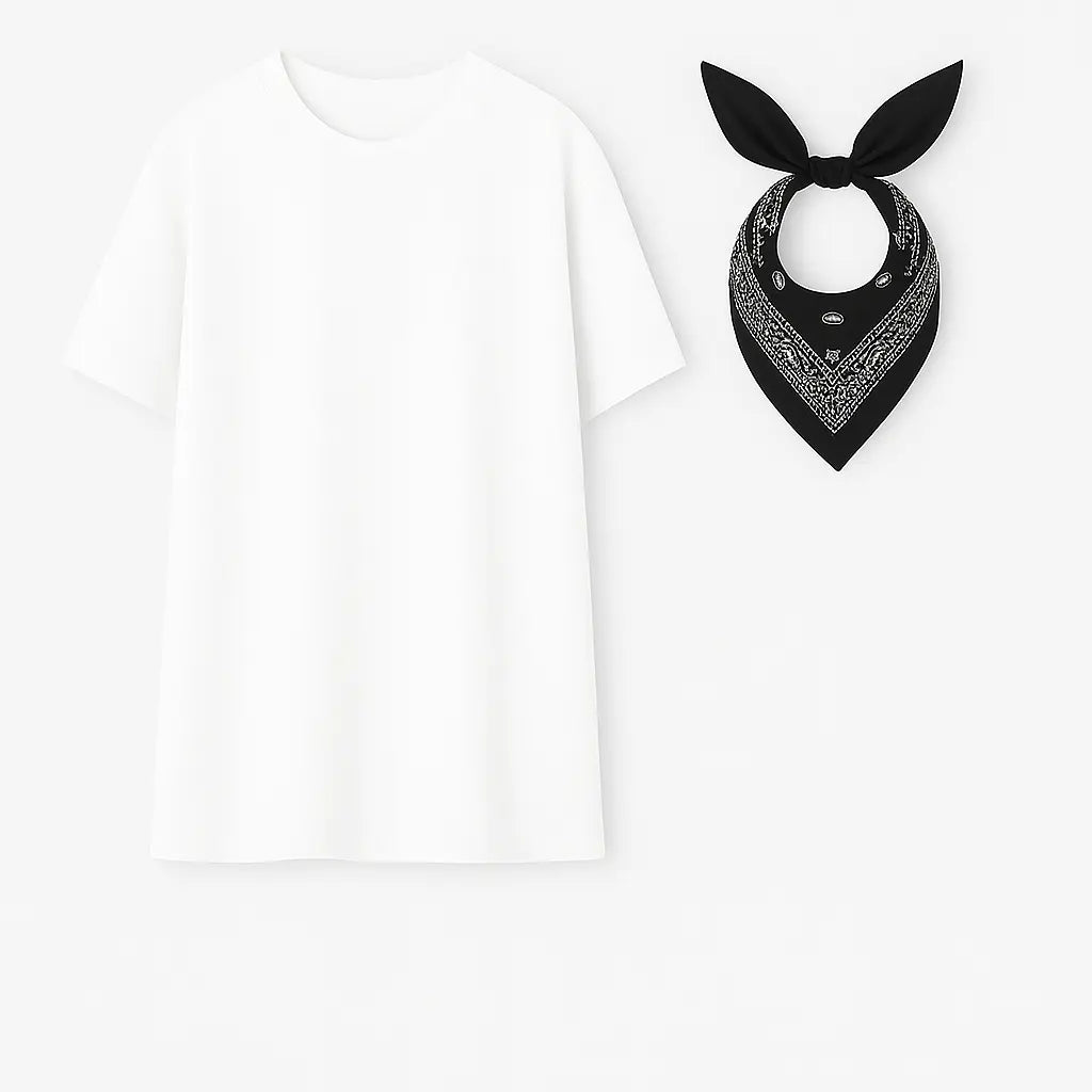 T-shirt bianca oversize con accessorio foulard stile bandana Unica by Dorabella
