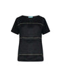 T-shirt combinata in lino e jersey melange con dettagli micro catene BLACK DORABELLA