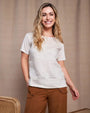 T-shirt combinata in lino e jersey melange con dettagli micro catene NATURALE DORABELLA XL