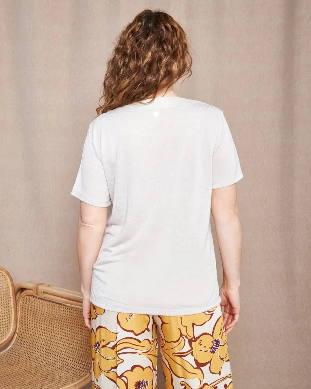 T-shirt combinata in lino e jersey melange con scollo a barca e tasca a toppa NATURALE DORABELLA PIU'