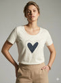 T-shirt con applicazione in denim DORABELLA