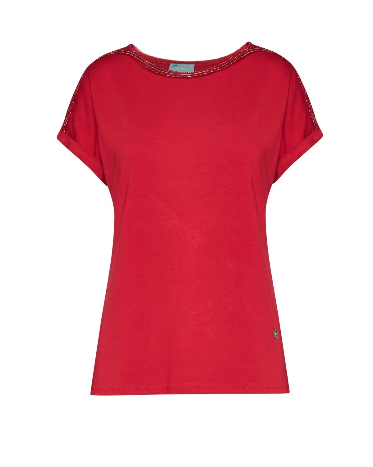 T-shirt con carre' e microchain applicata DORABELLA