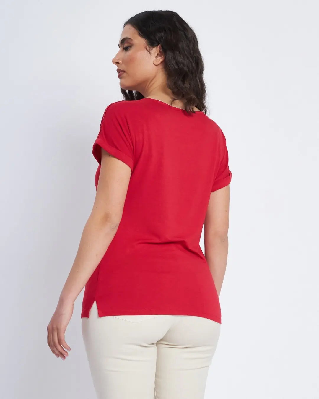 T-shirt con carre' e microchain applicata DORABELLA