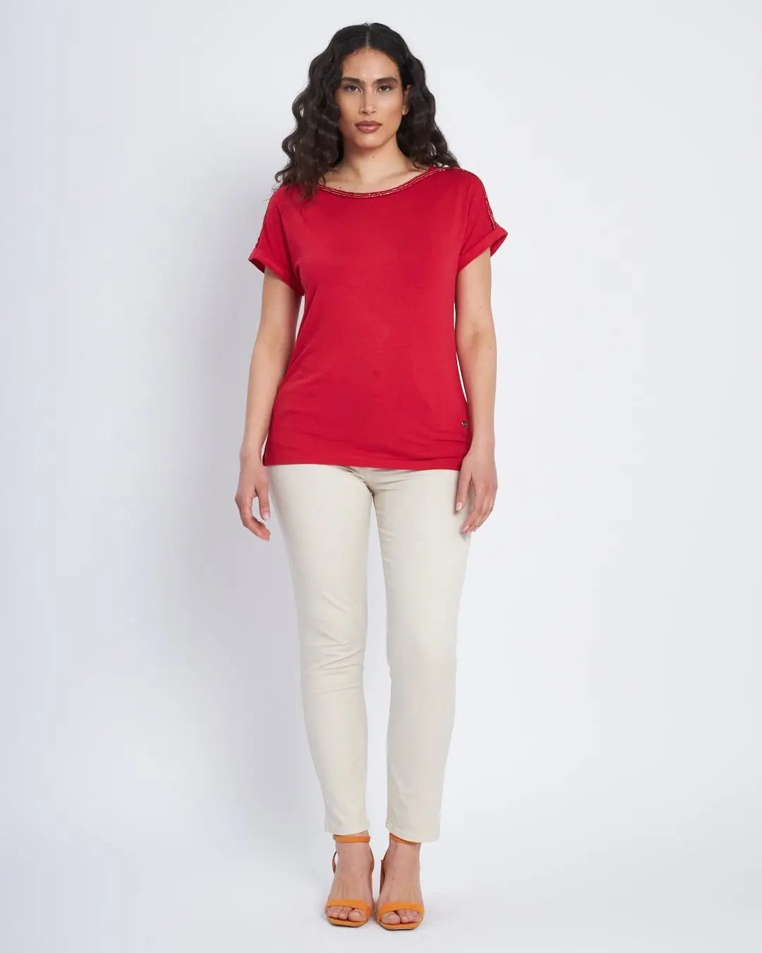 T-shirt con carre' e microchain applicata DORABELLA