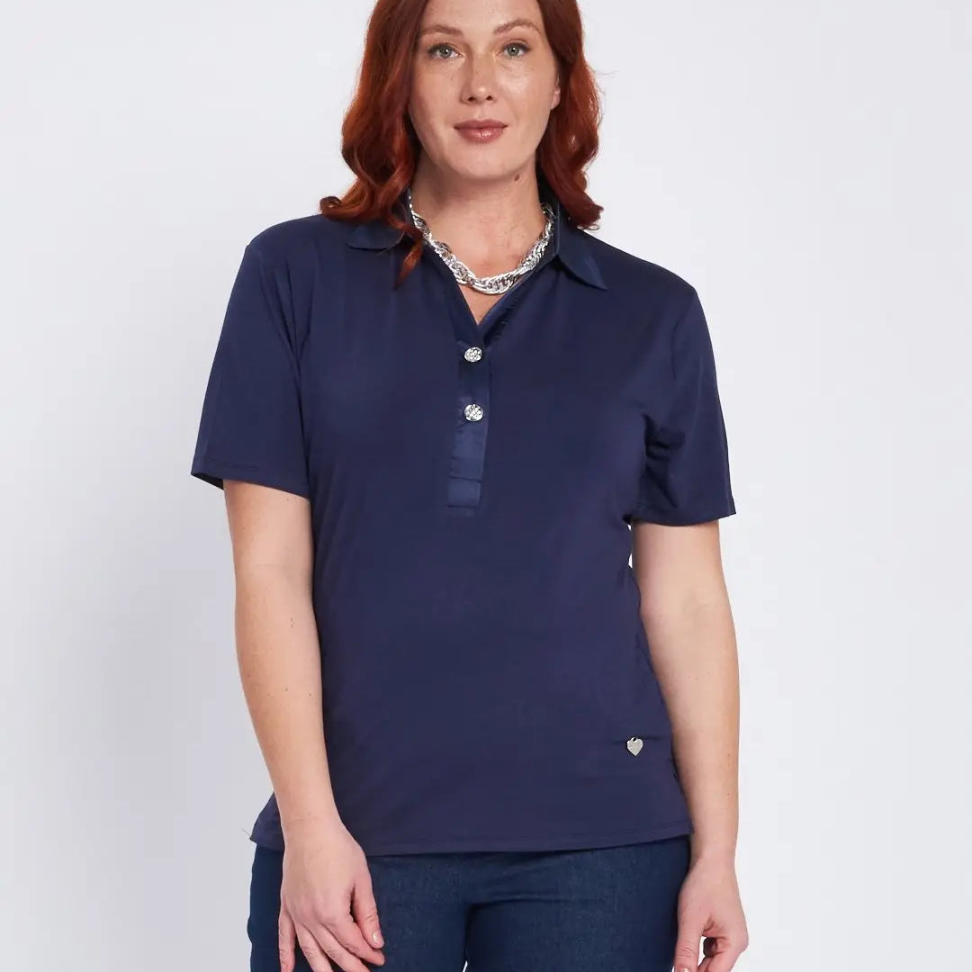 T-shirt con colletto polo e bottoni BLU DORABELLA PIU' XXXL-49