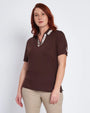 T-shirt con colletto polo e fintone a fantasia CACAO DORABELLA PIU'