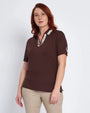T-shirt con colletto polo e fintone a fantasia CACAO DORABELLA PIU'