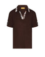 T-shirt con colletto polo e fintone a fantasia CACAO DORABELLA PIU'