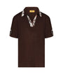 T-shirt con colletto polo e fintone a fantasia CACAO DORABELLA PIU'