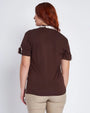 T-shirt con colletto polo e fintone a fantasia CACAO DORABELLA PIU'