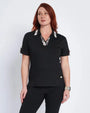 T-shirt con colletto polo e fintone a fantasia NERO DORABELLA PIU'