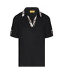 T-shirt con colletto polo e fintone a fantasia NERO DORABELLA PIU'