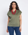 T-shirt con coulisse asimmetrica laterale MILITARE DORABELLA XXL