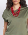 T-shirt con coulisse asimmetrica laterale MILITARE DORABELLA