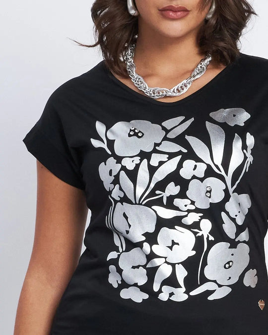 T-shirt con design laserizzato e castoni DORABELLA