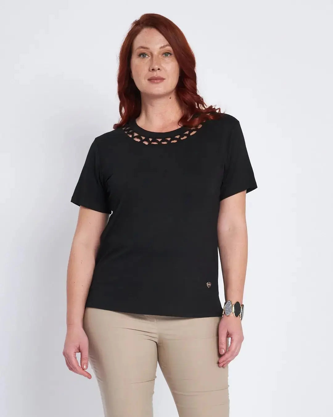 T-shirt con inserto effetto rete NERO DORABELLA PIU'
