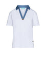 T-shirt con inserto in chambray e microchain BIANCO DORABELLA