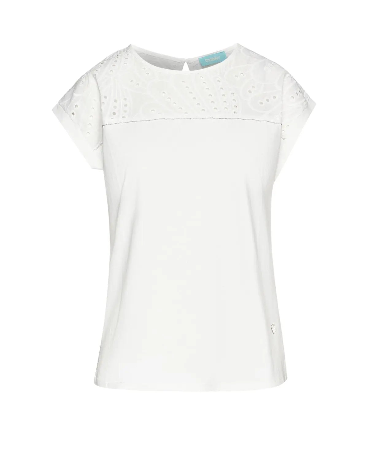 T-shirt con inserto in sangallo BIANCO DORABELLA