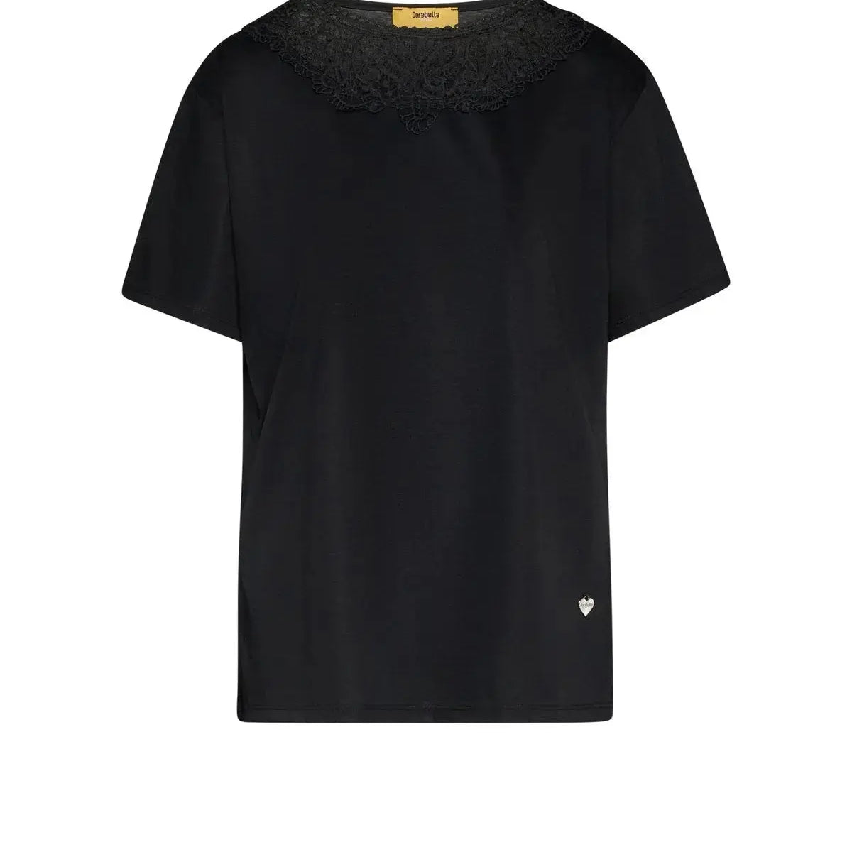 T-shirt con inserto sangallo al girocollo NERO DORABELLA PIU'