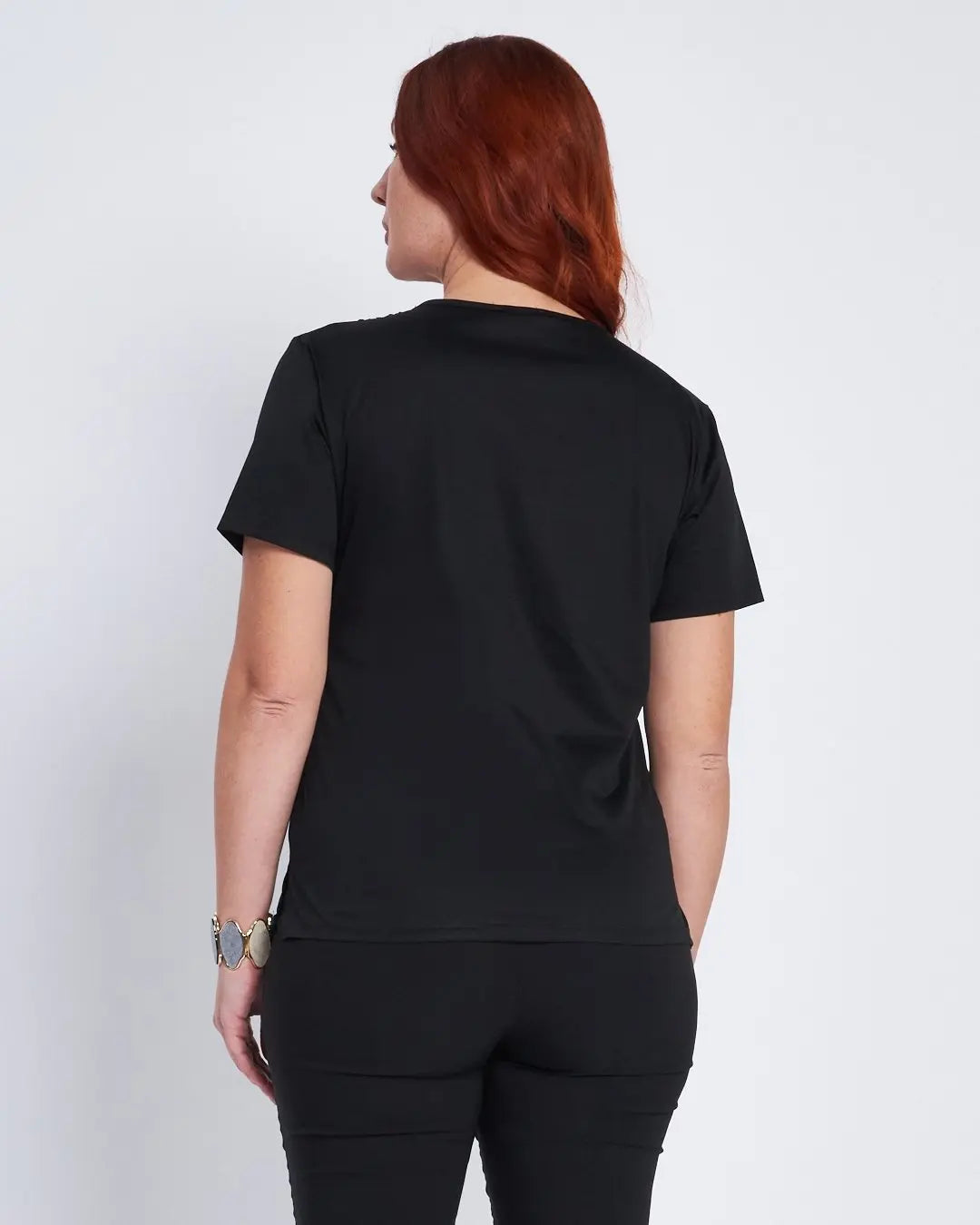 T-shirt con inserto sangallo al girocollo NERO DORABELLA PIU'