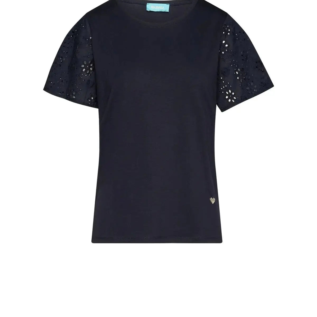 T-shirt con maniche in sangallo BLU DORABELLA