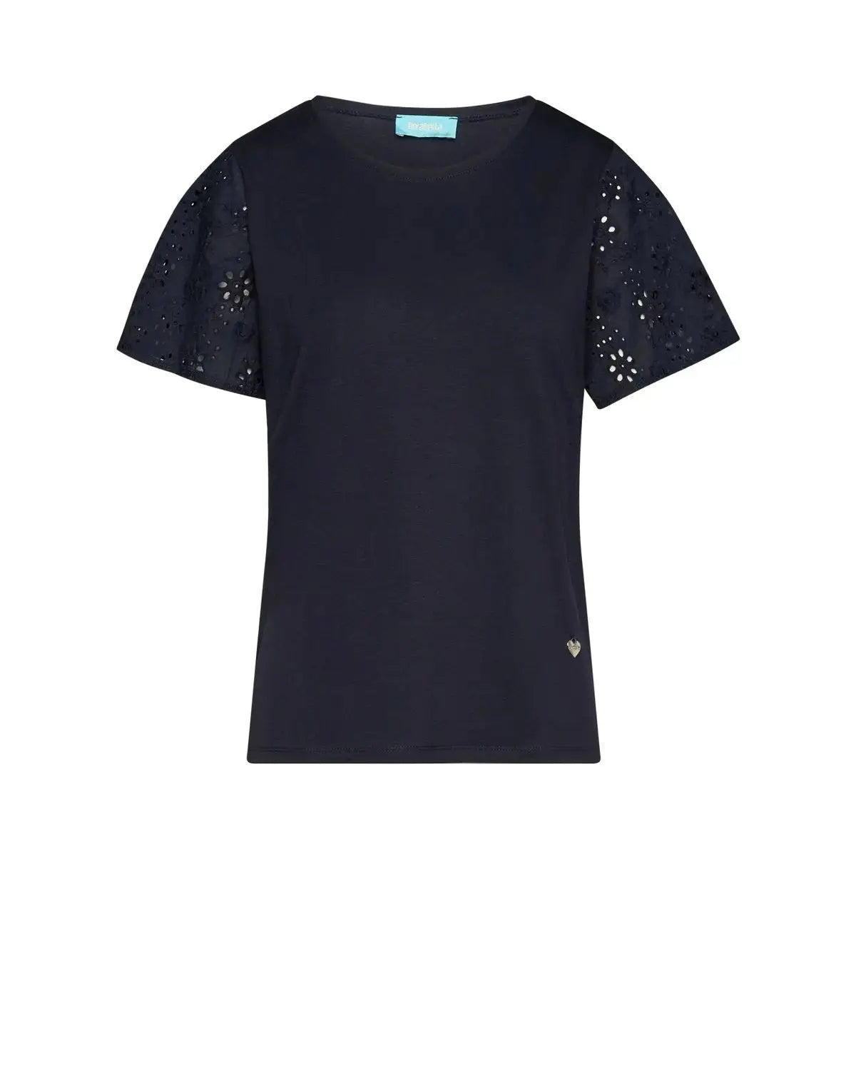 T-shirt con maniche in sangallo BLU DORABELLA