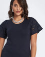 T-shirt con maniche in sangallo BLU DORABELLA