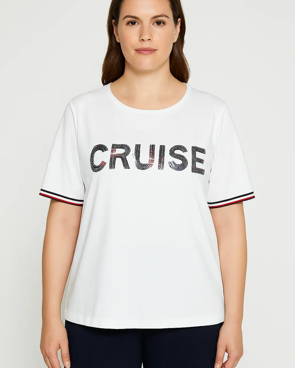 T-shirt con paillettes cruise BIANCO DORABELLA CURVY