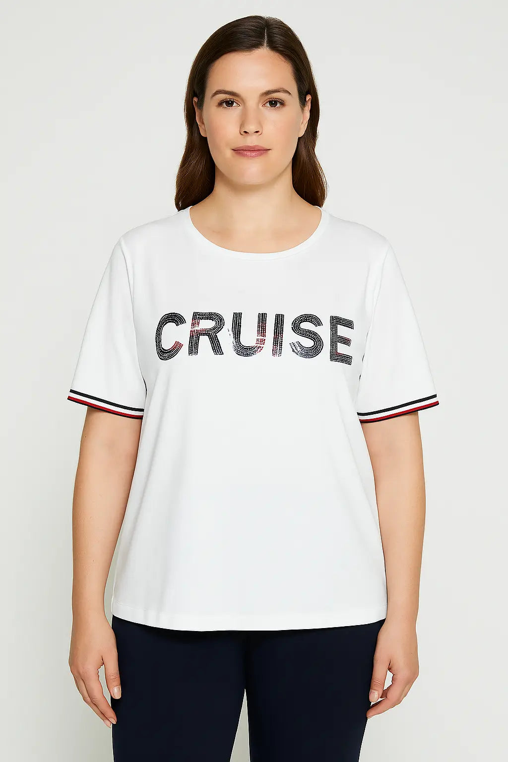 T-shirt con paillettes cruise BIANCO DORABELLA CURVY