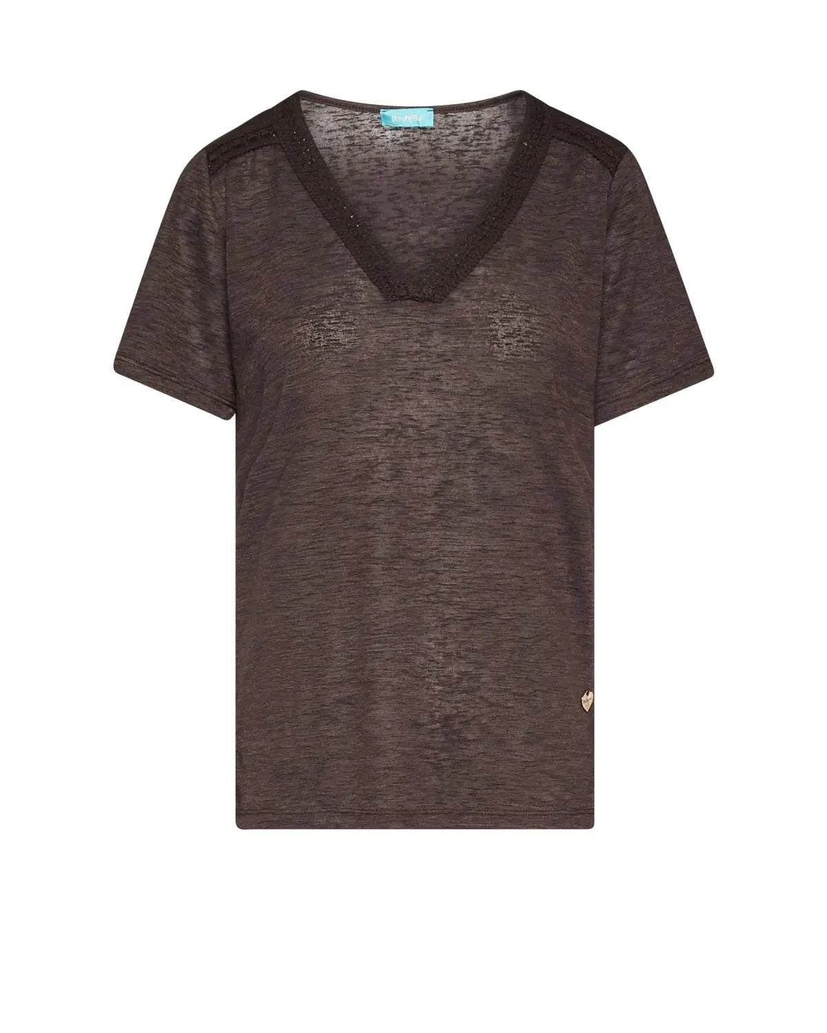 T-shirt con passamaneria sulle spalle CACAO DORABELLA