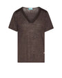 T-shirt con passamaneria sulle spalle CACAO DORABELLA