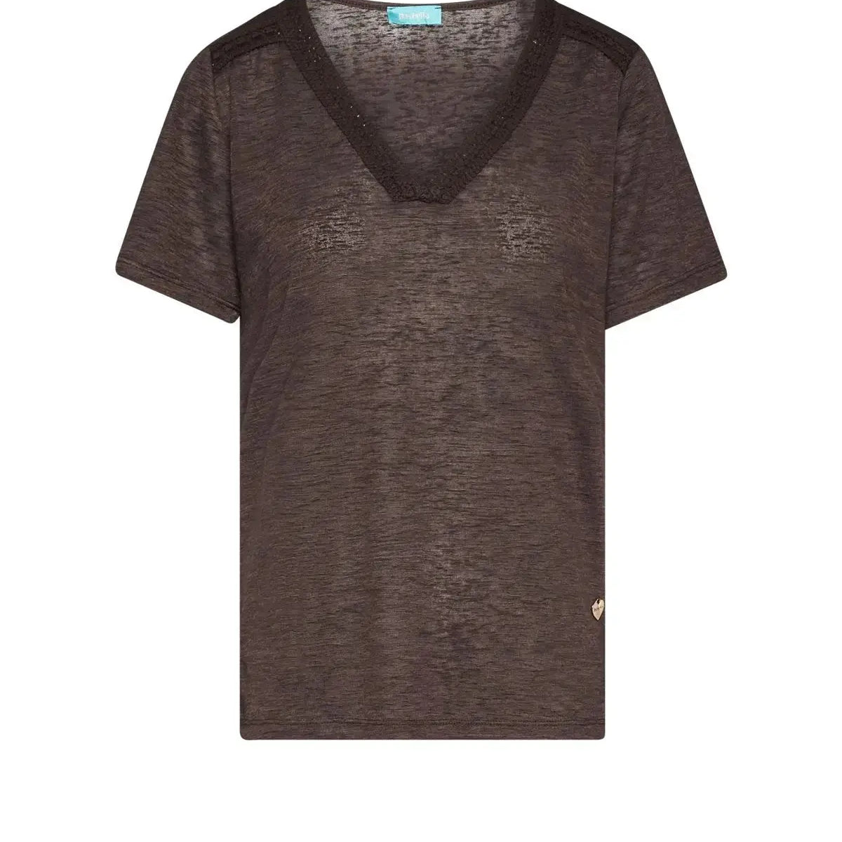 T-shirt con passamaneria sulle spalle CACAO DORABELLA