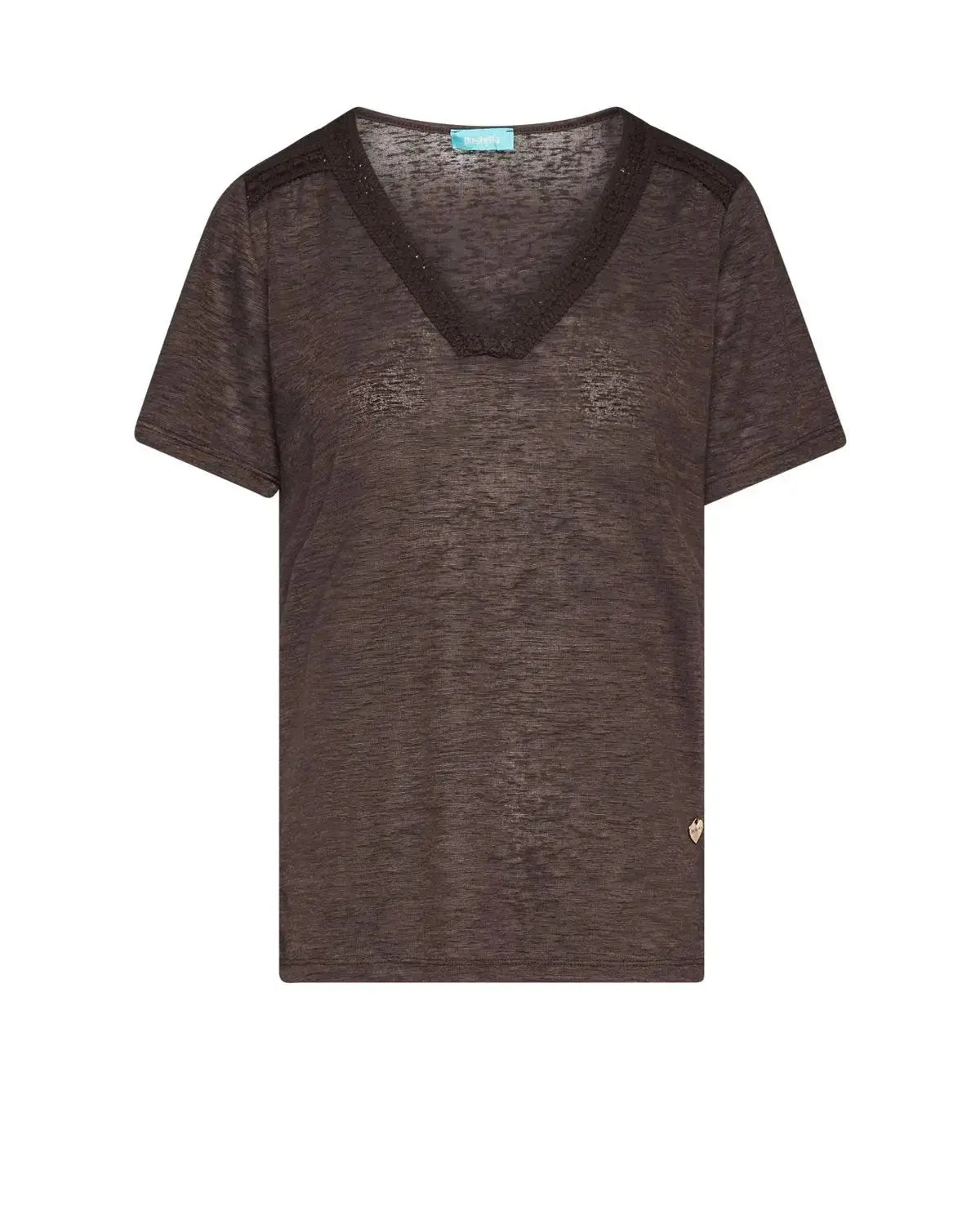 T-shirt con passamaneria sulle spalle CACAO DORABELLA