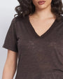 T-shirt con passamaneria sulle spalle CACAO DORABELLA