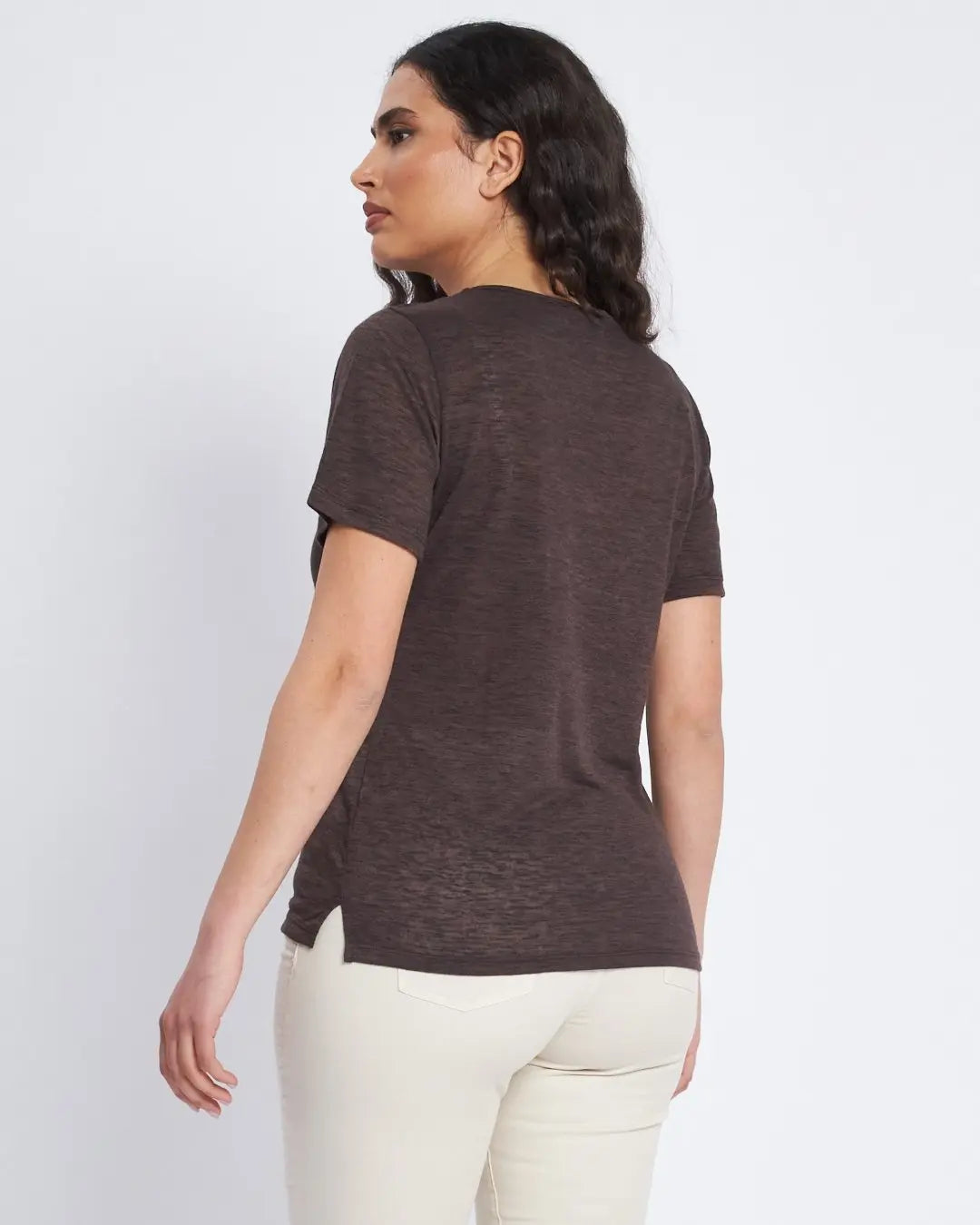 T-shirt con passamaneria sulle spalle CACAO DORABELLA