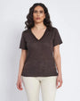 T-shirt con passamaneria sulle spalle CACAO DORABELLA