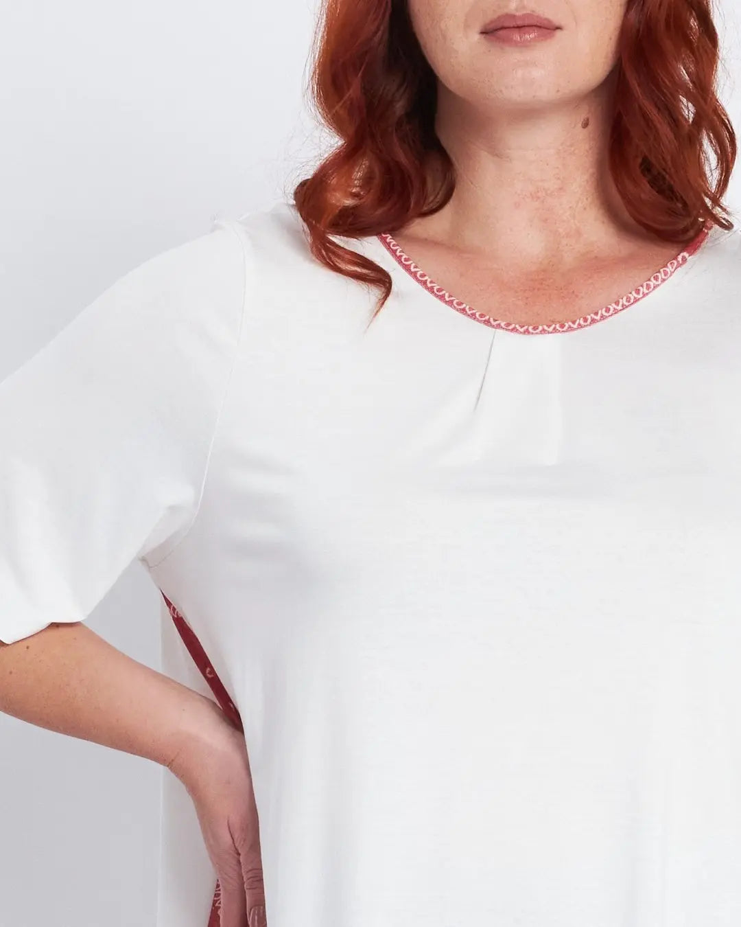 T-shirt con pinces e inserti laterali a fantasia BIANCO DORABELLA PIU'