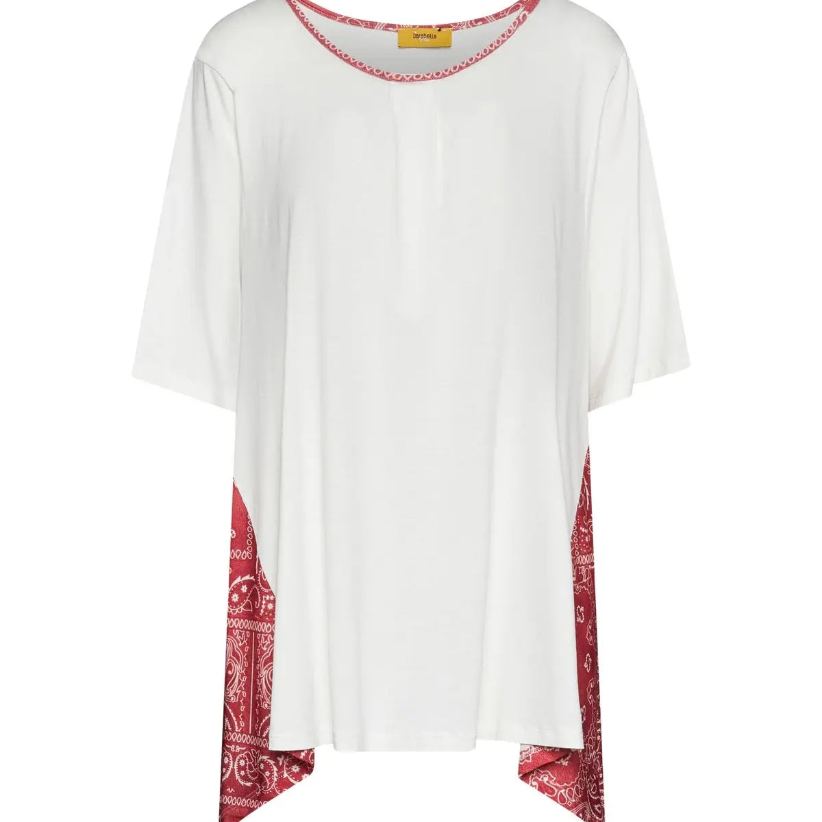 T-shirt con pinces e inserti laterali a fantasia BIANCO DORABELLA PIU'