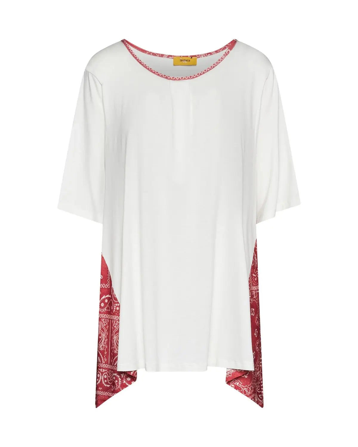 T-shirt con pinces e inserti laterali a fantasia BIANCO DORABELLA PIU'