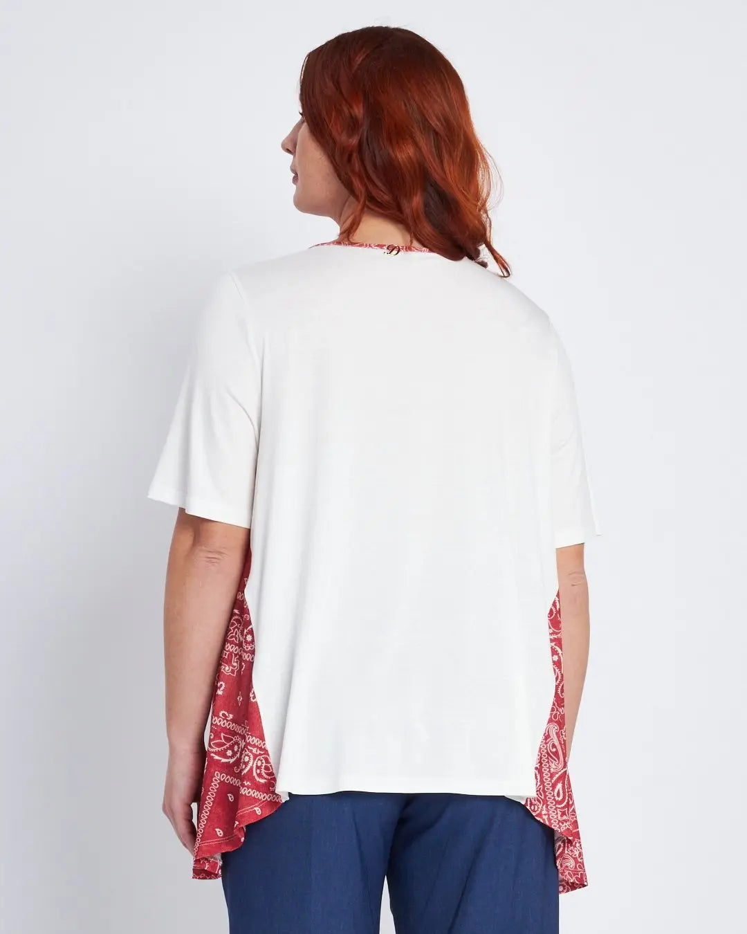 T-shirt con pinces e inserti laterali a fantasia BIANCO DORABELLA PIU'