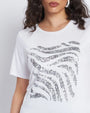 T-shirt con ricamo paillettes animalier BIANCO DORABELLA