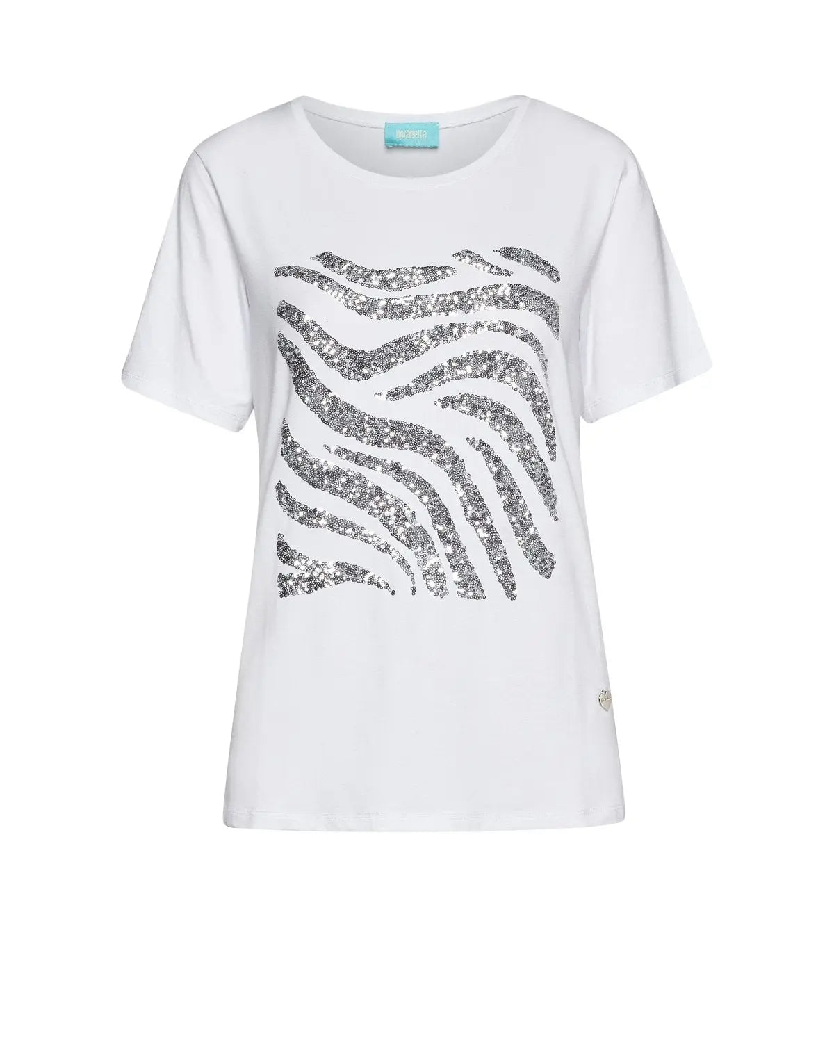 T-shirt con ricamo paillettes animalier BIANCO DORABELLA