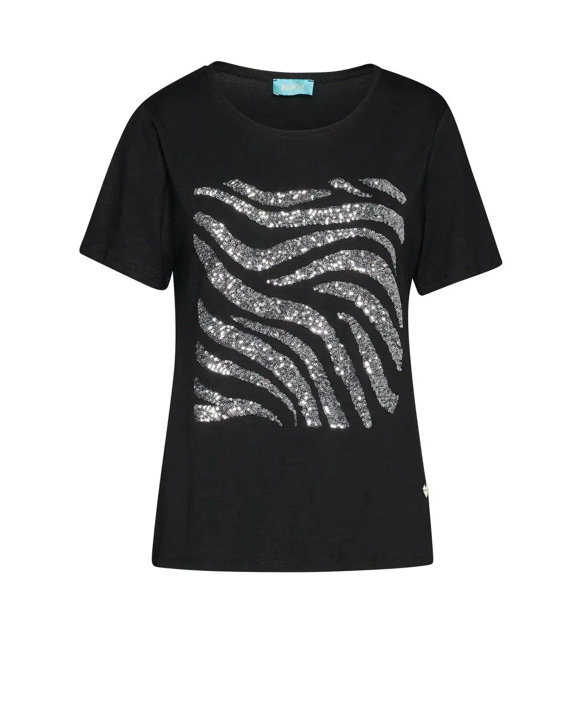 T-shirt con ricamo paillettes animalier NERO DORABELLA